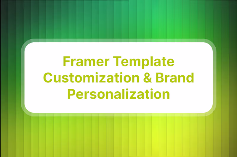 Cover image for Framer Template Customization & Brand Personalization