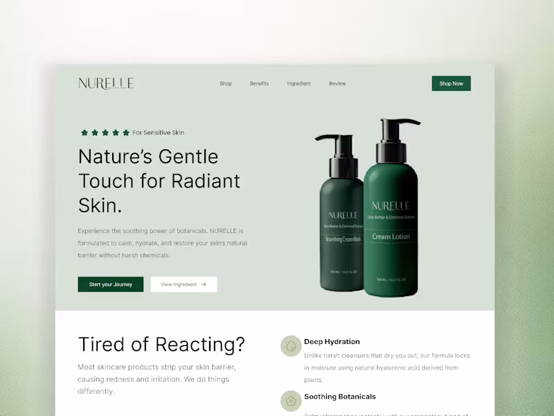 Cover image for NURELLE Sensitive Skin DTC Landing Page with PageDeck