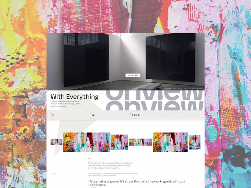 Cover image for Design direction for an art exhibition website template.