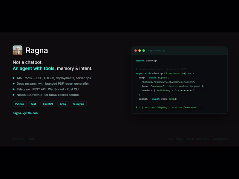Cover image for Ragna — Autonomous AI Agent
Not