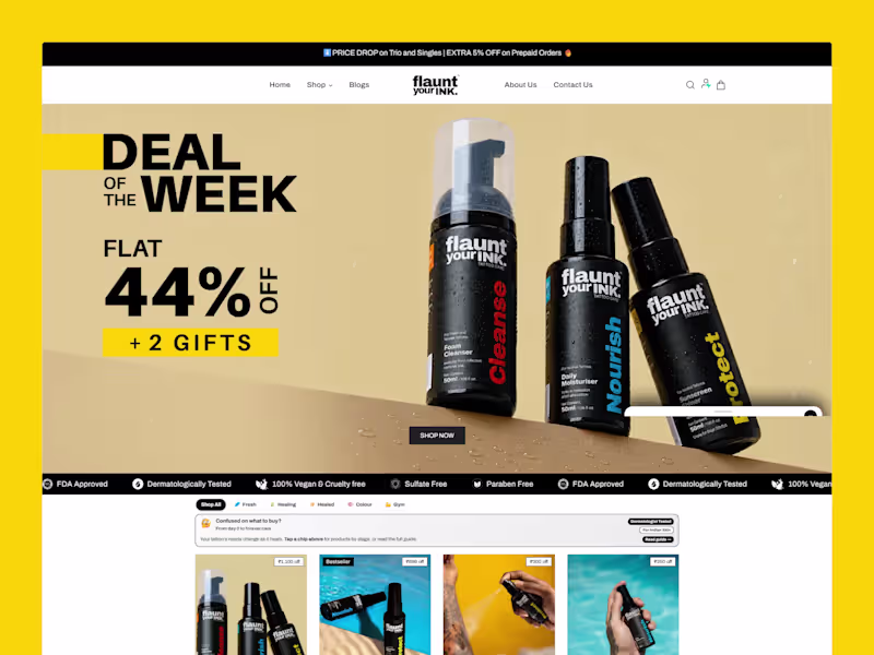 Cover image for Shopify Development for Tattoo Care Website