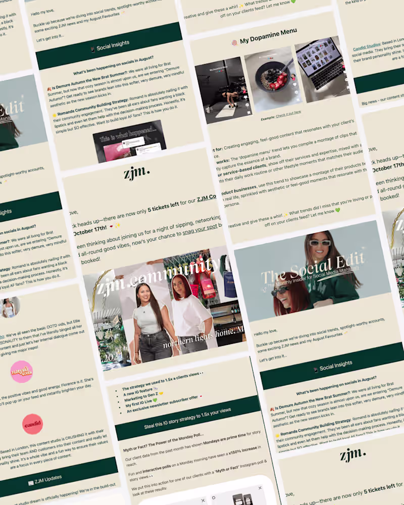 Cover image for ZJM · Social Media Agency Newsletter