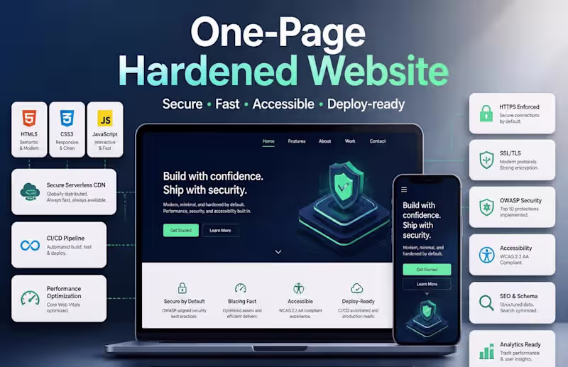 Cover image for One‑Page Hardened & Accessible Website