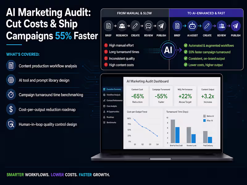 Cover image for AI Marketing Audit: Cut Costs & Ship Campaigns 55% Faster