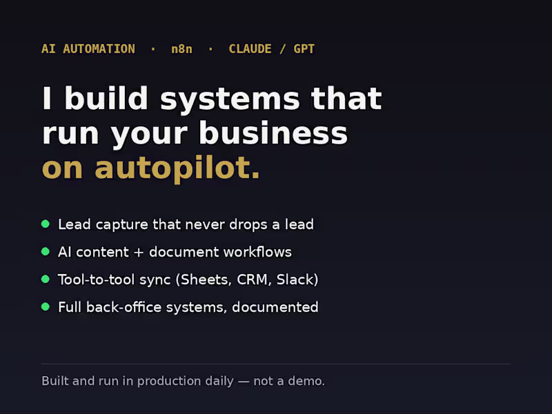 Cover image for AI Automation: build an n8n or AI workflow for your business