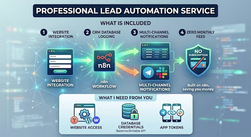 Cover image for Advanced Lead Automation: ebsite ➡️ CRM/Database ➡️ Telegram