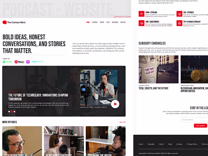 Cover image for TheCuriousMind - A Podcast Website Landing page