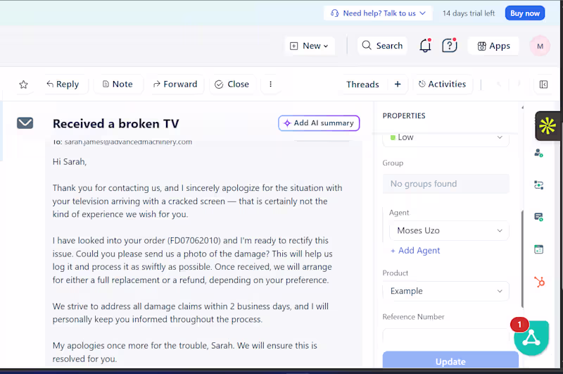 Cover image for A Freshdesk ticket showing a