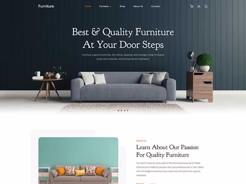 Cover image for Furniture Website - eCommerce Landing Page Design