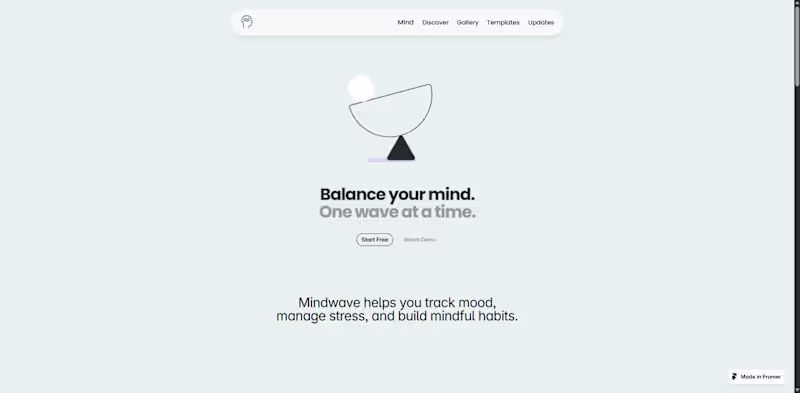 Cover image for Mindwave Mental Wellness App Landing Page Design