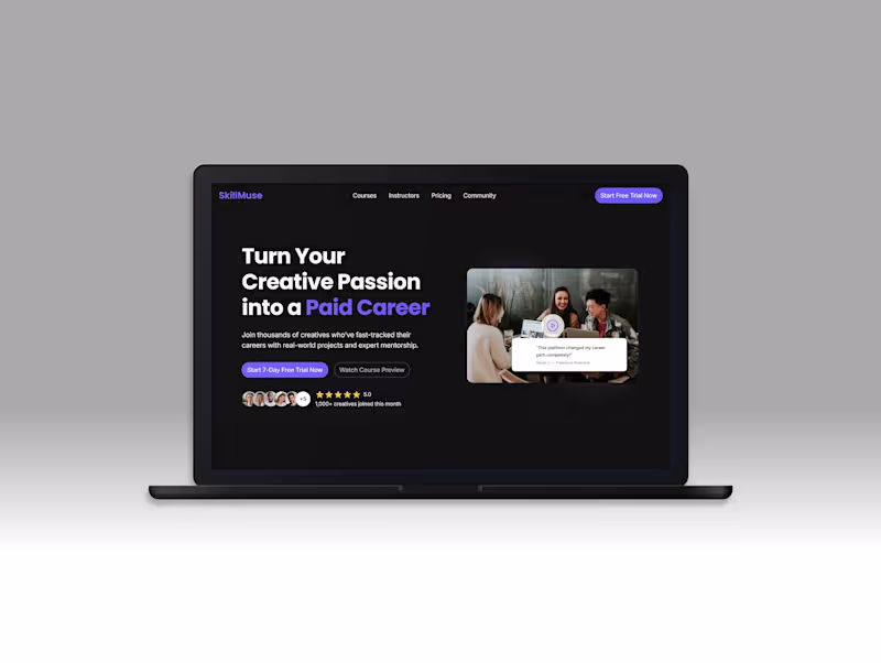 Cover image for SkillMuse landing page template design and development