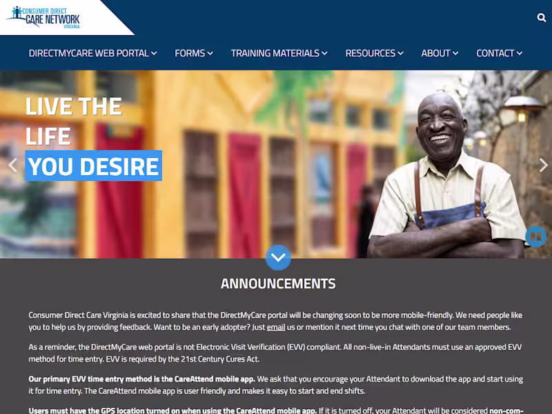 Cover image for Home - Virginia - Consumer Direct Care