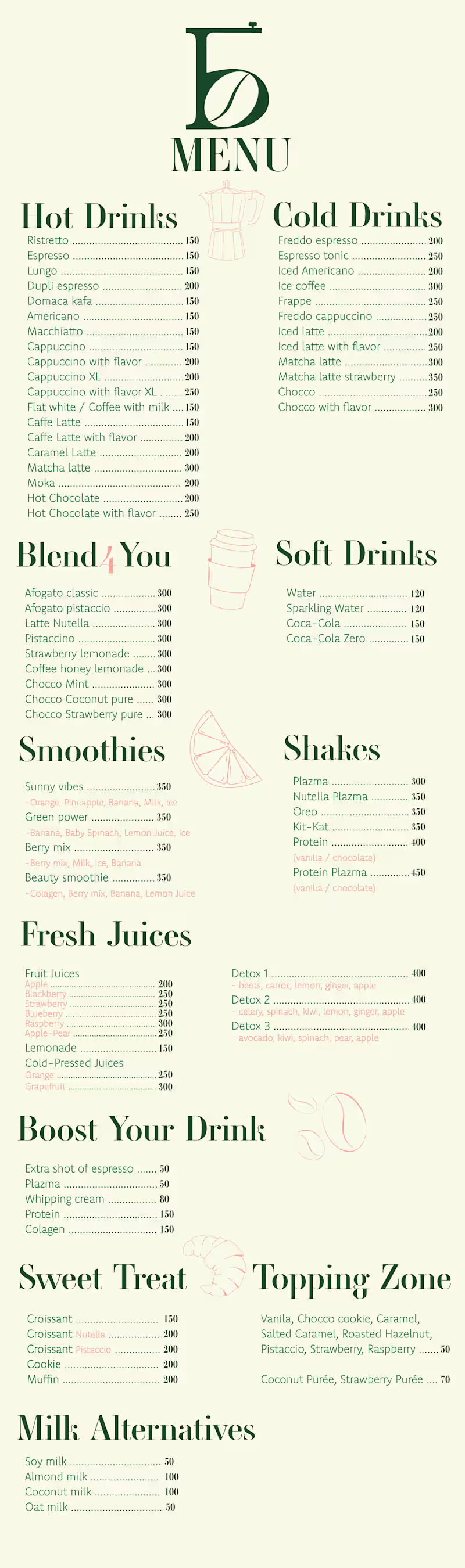 Cover image for Minimalist Menu + Brand Illustrations Blend Coffee Shop