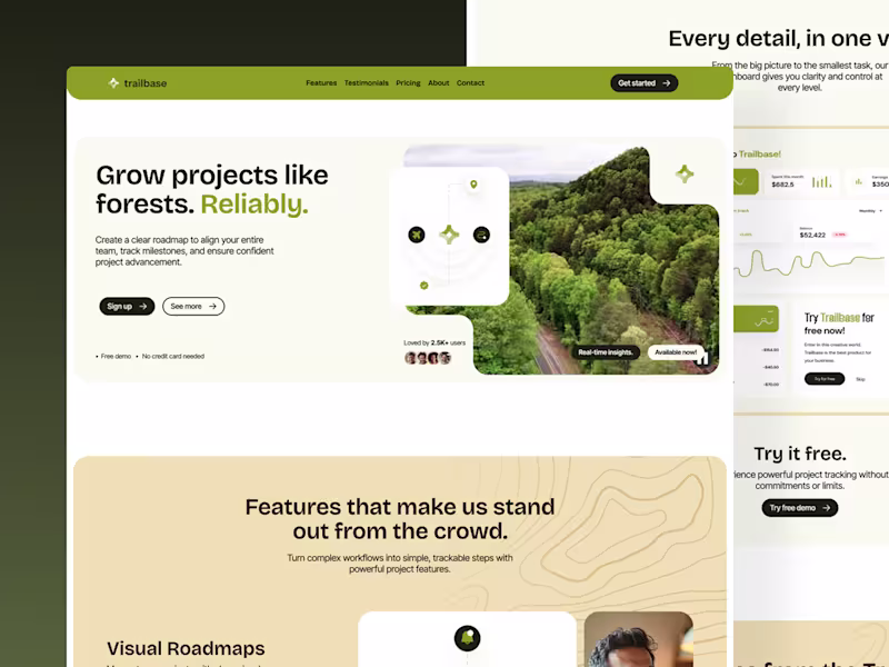 Cover image for Trailbase - Environment & Tech Landing Page Design