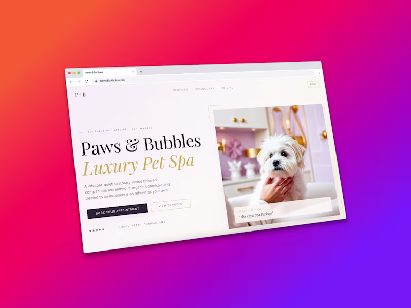 Cover image for Luxury spa for your pet,