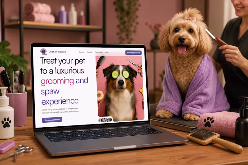 Cover image for Dogs on the Run — Dog Grooming Website