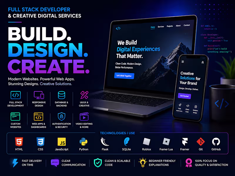 Cover image for Full Stack Web Developer & Creative Digital Services
