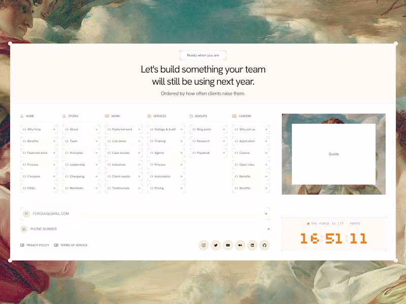 Cover image for Footer design for Forja AI
Framer