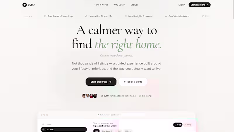 Cover image for LUMA Homes: Premium PropTech Discovery Experience