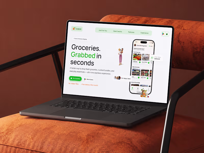 Cover image for Grabbit Mobile App Landing Page Design