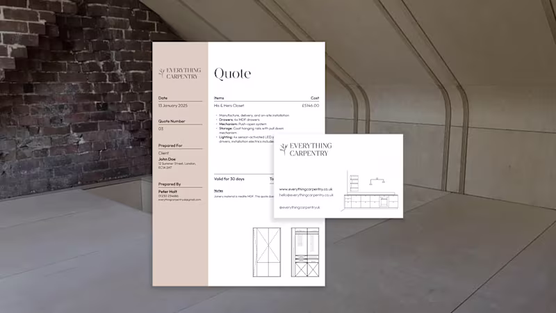 Cover image for Stationery design for Everything Carpentry