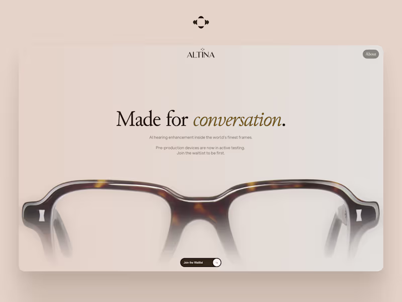 Cover image for Altina, AI Hearing Eyewear Launch Site