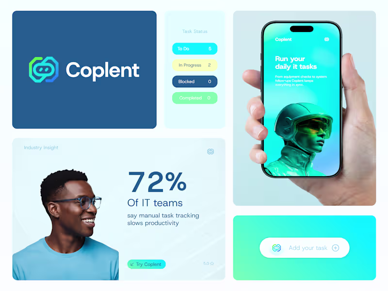Cover image for Coplent AI Branding
Coplent represents an