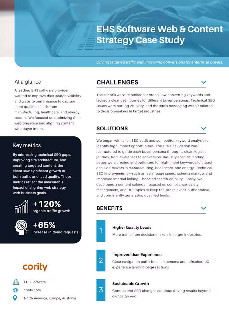 Cover image for SEO & Web Content Strategy for EHS Software Company