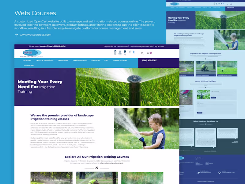 Cover image for Wets Courses: Custom OpenCart Site for Irrigation Training