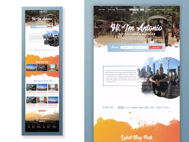 Cover image for Borderline Solo – Travel Blog Website Design