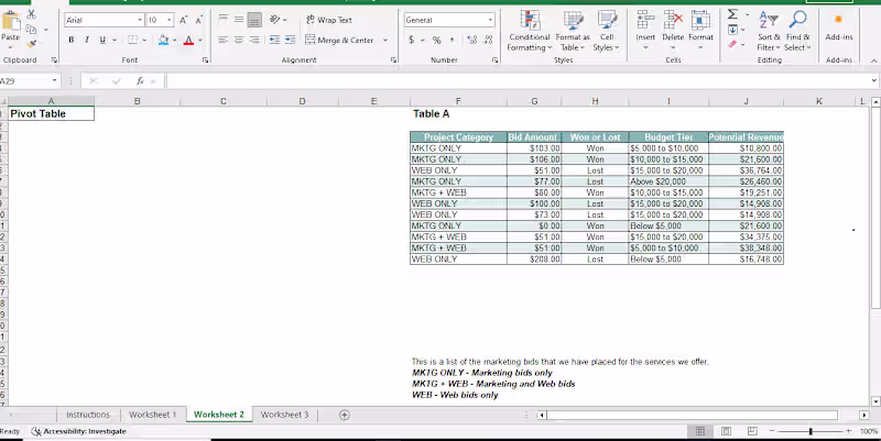 Cover image for worked on client Pivot table