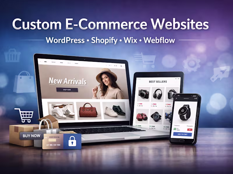 Cover image for Custom E-Commerce Website Development (WordPress, Shopify, Wix)