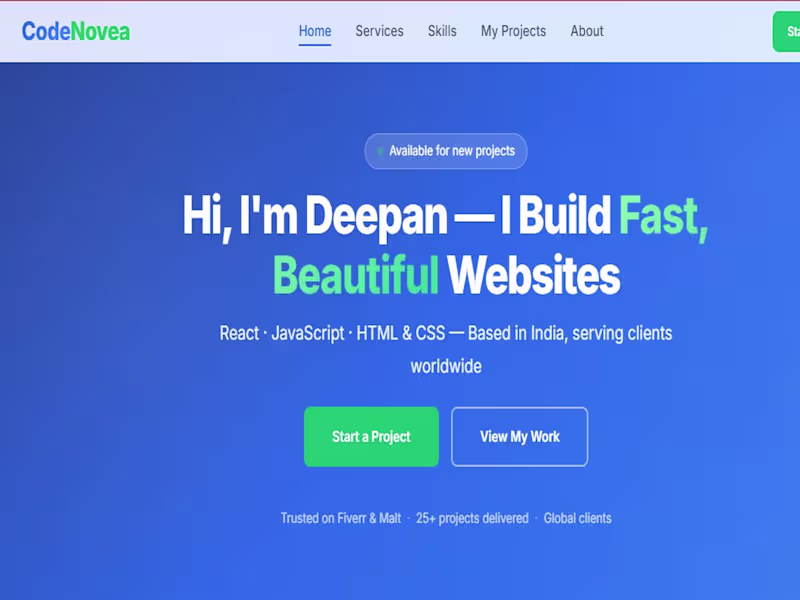 Cover image for CodeNovea – Portfolio Website