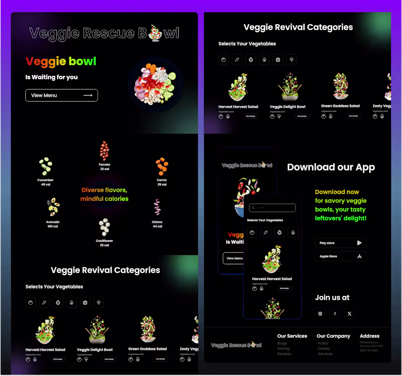 Cover image for Veggie Rescue Bowl Web Design