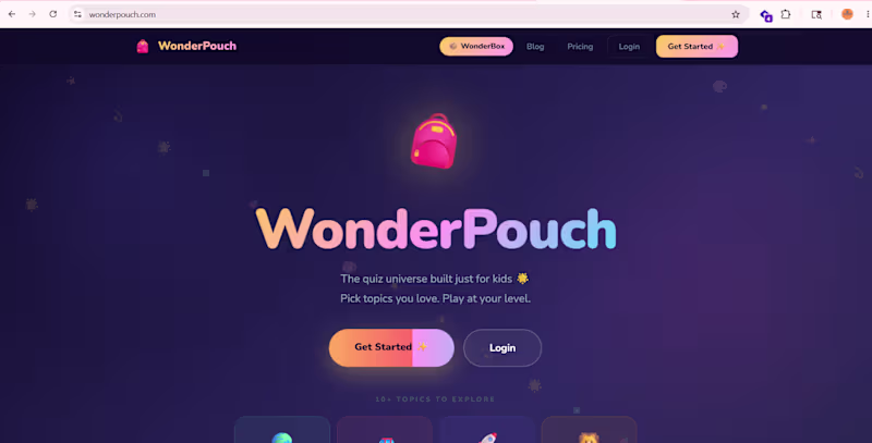 Cover image for WonderPouch.com (https://WonderPouch.com) quizz plateform for