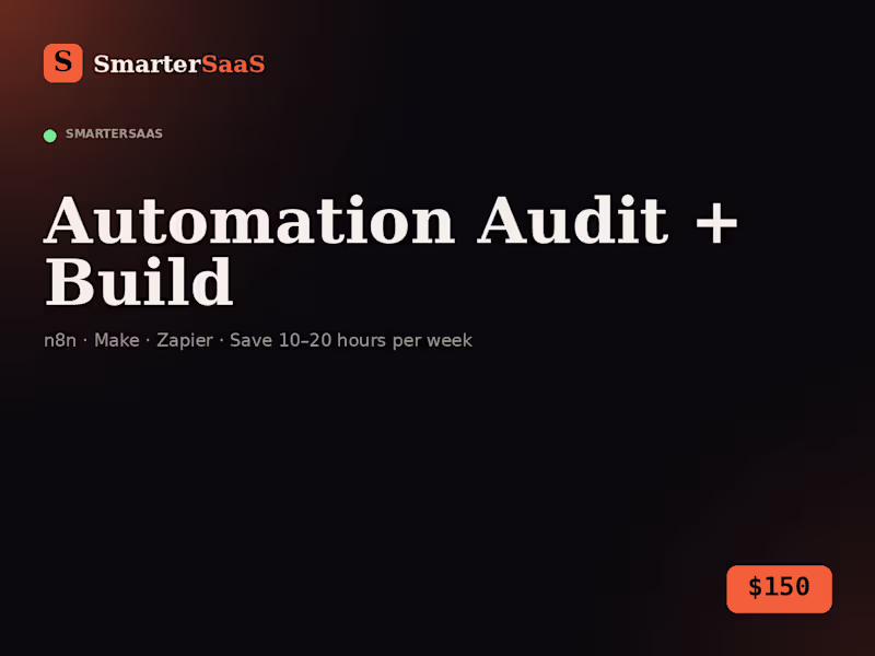 Cover image for n8n / Make / Zapier — Automation Audit + Build
