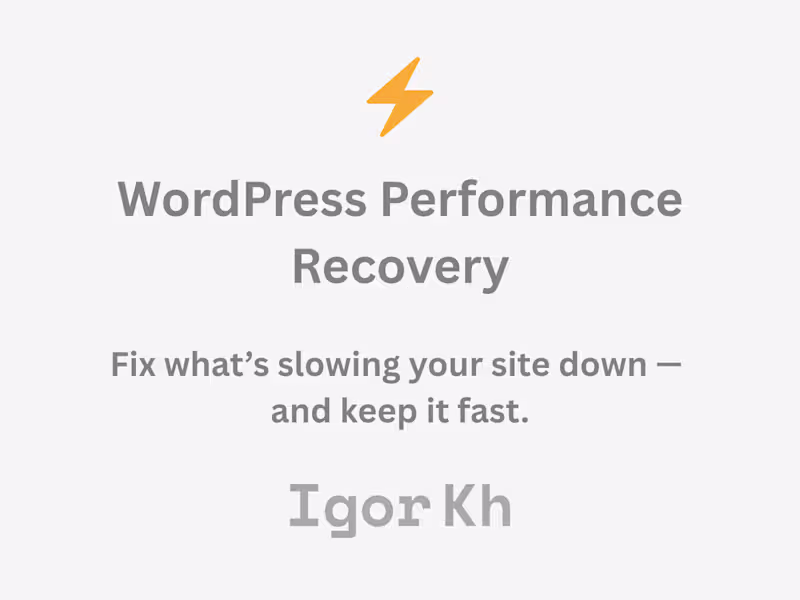Cover image for Performance Recovery for WordPress Sites