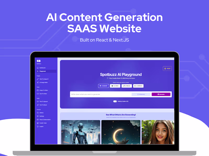 Cover image for AI Content Generation SAAS Website