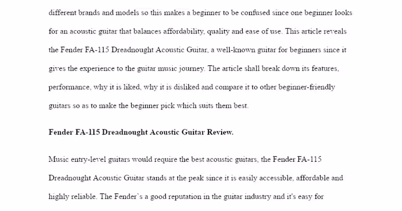 Cover image for Fender FA-115 Dreadnought Acoustic Guitar Review