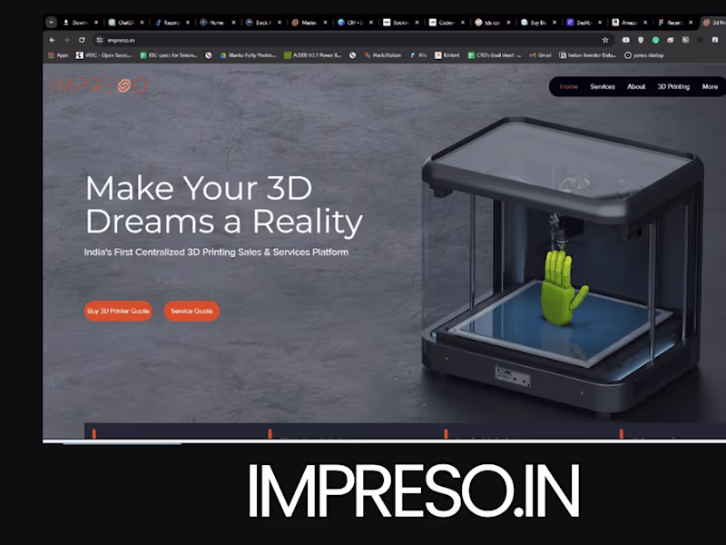 Cover image for 3D Prinitng Brand Impreso.in Website