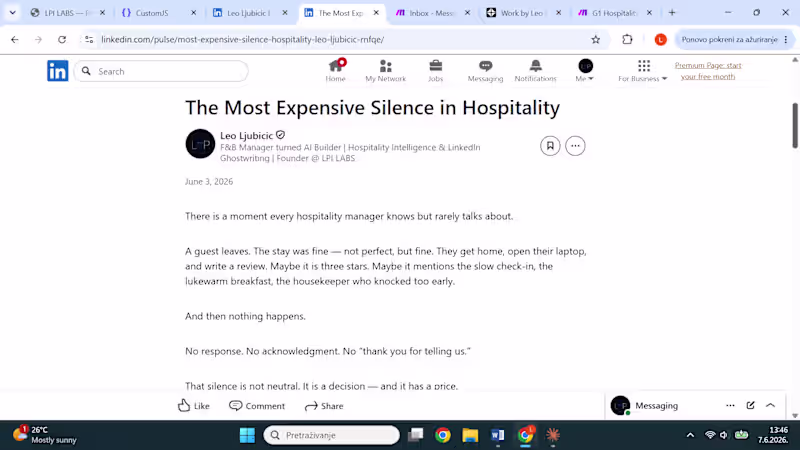 Cover image for LinkedIn article for hospitality operators