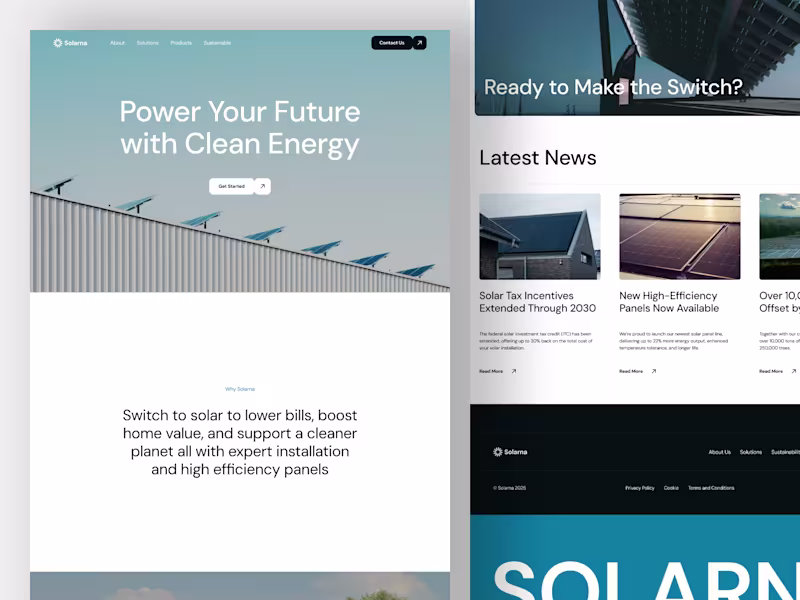 Cover image for Solarna: Solar Energy Solutions Showcase
