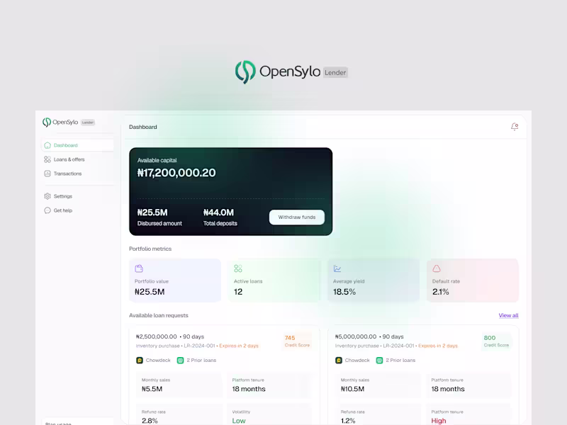 Cover image for OpenSylo Lender — Capital Deployment App