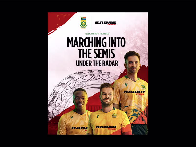 Cover image for Radar Tyres South African Cricket Team Sponsorship Creative