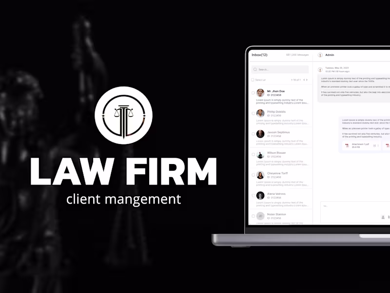 Cover image for UI/UX Design for Law Firm's Client Management System