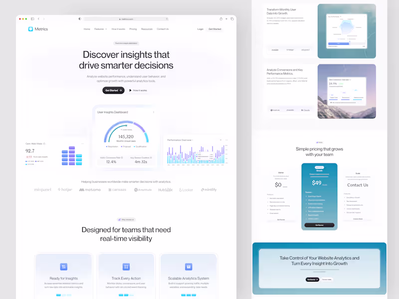Cover image for Metrics SaaS Landing Page Design