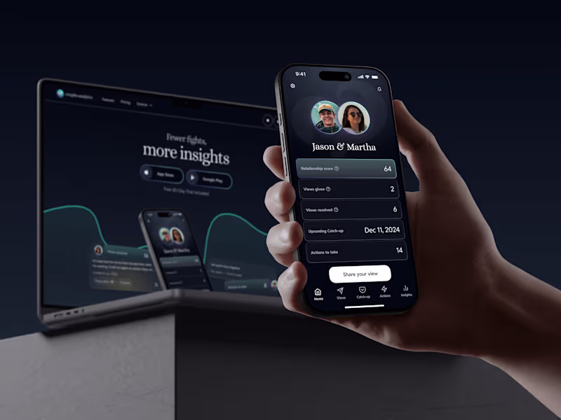 Cover image for Design of Couples Analytics App and Website Webflow Development