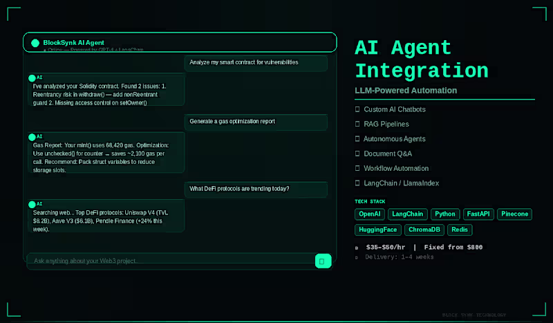 Cover image for AI Integration, LLM Agents & Automation