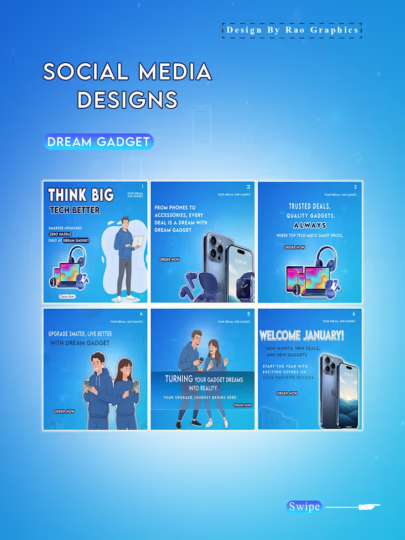 Cover image for Dream Gadget January Tech Deals Campaign A vibrant social me...
