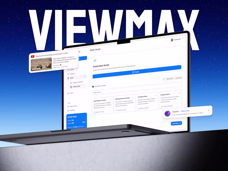 Cover image for ViewMax Video Editing Web App Design